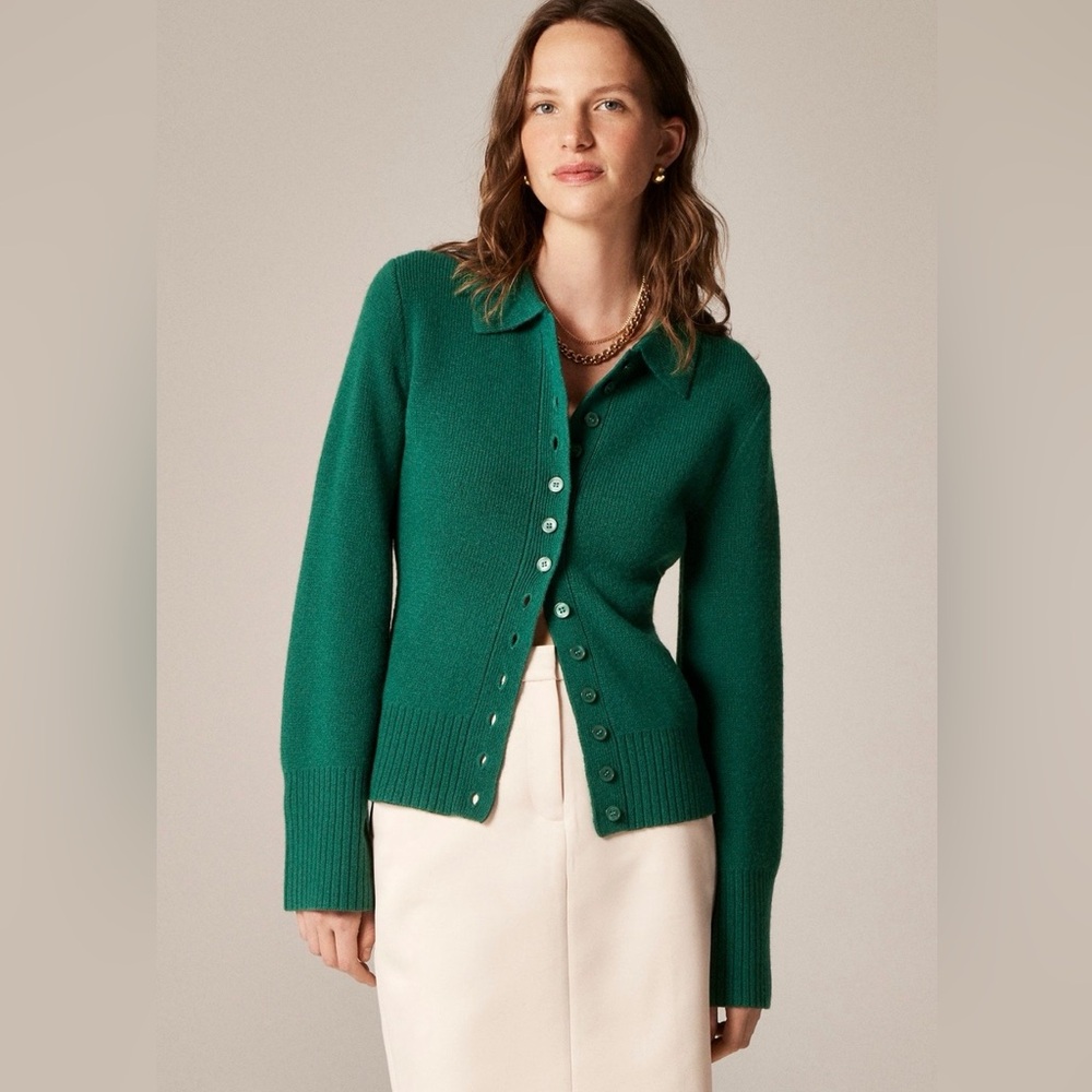 J. Crew Milano-stitch cinched-waist cardigan style cm715 sz L